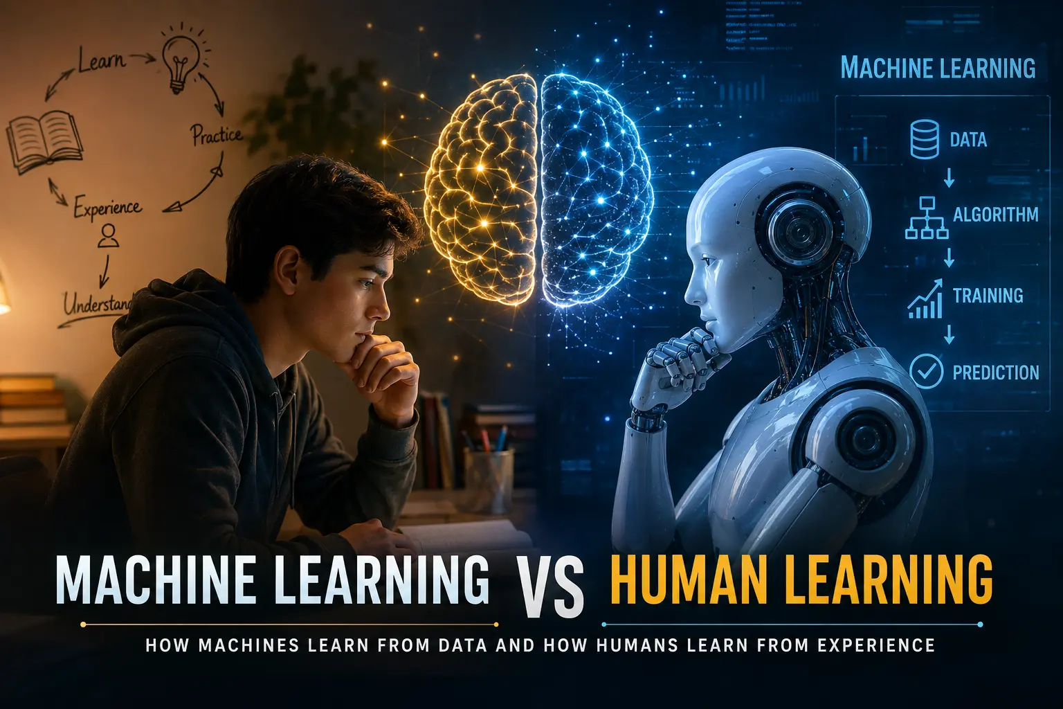 Machine Learning vs Human Learning | How Machines Learn from Data